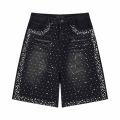 CapCabin Pearl Studded Denim Shorts