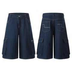 CapCabin Polka Dot Denim Cargo Shorts