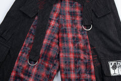 CapCabin Layered Plaid Panel Wide-Leg Pants