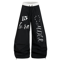 CapCabin Retro Script Wide-Leg Track Pants