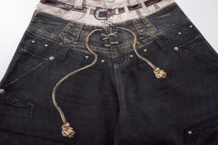 CapCabin “Layered Distress Patch Denim Pants”