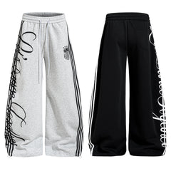 CapCabin Script Stripe Wide-Leg Sweatpants