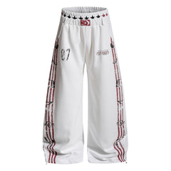 CapCabin Vintage Stripe Graphic Wide-Leg Pants