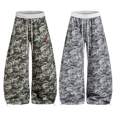 CapCabin Camo Script Wide-Leg Pants