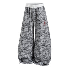 CapCabin Camo Script Wide-Leg Pants