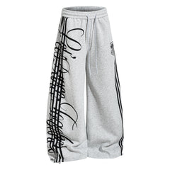 CapCabin Script Stripe Wide-Leg Sweatpants