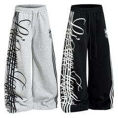 CapCabin Script Stripe Wide-Leg Sweatpants