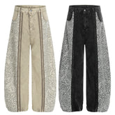 CapCabin Leopard Panel Denim Pants