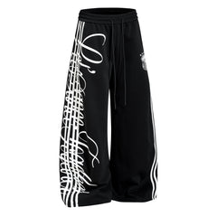 CapCabin Script Stripe Wide-Leg Sweatpants