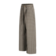 CapCabin “Vintage Check Wide-Leg Pants”