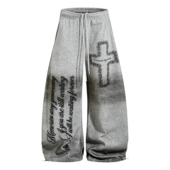 CapCabin Cross Script Wide-Leg Sweatpants