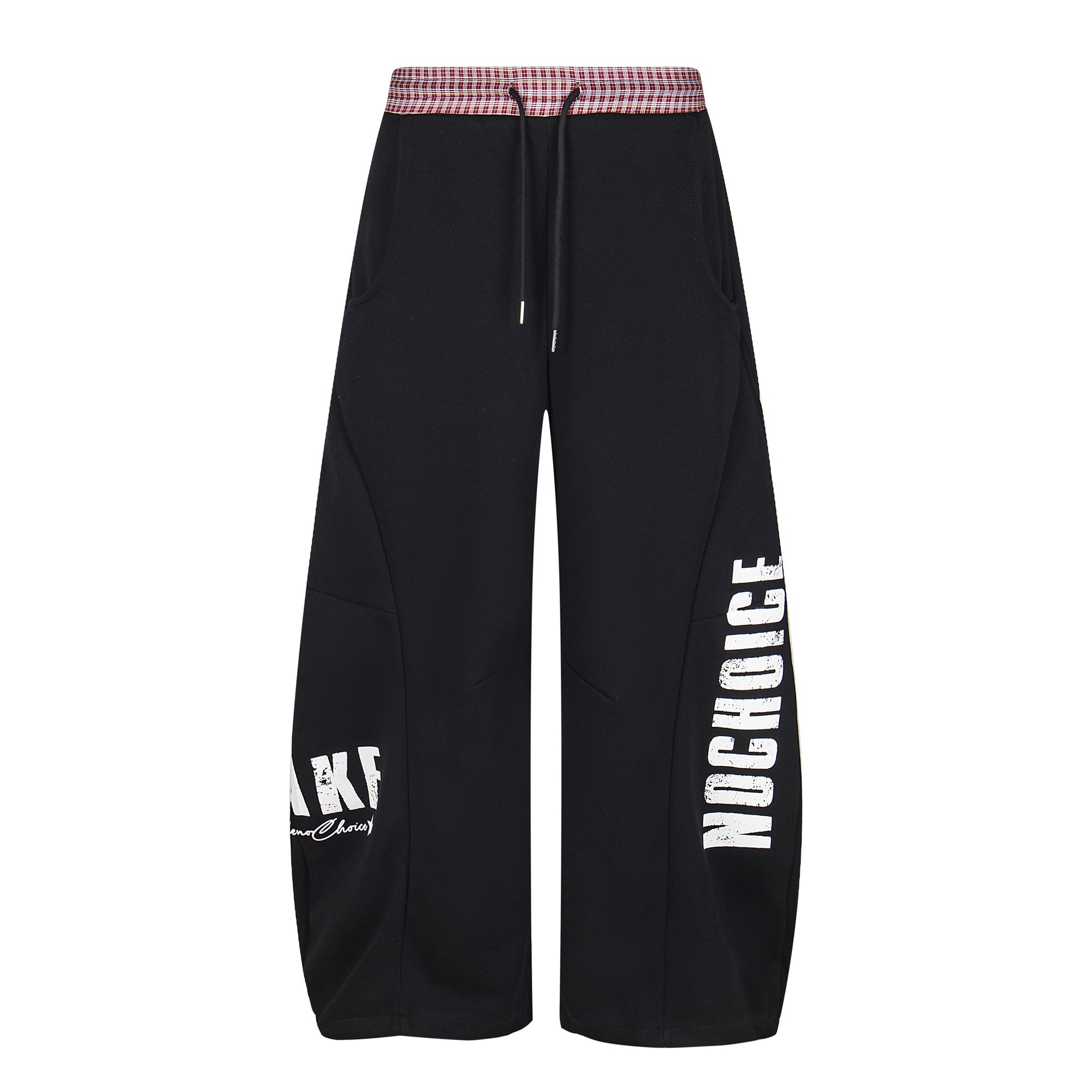 CapCabin Double-Waist Checkered Print Track Pants