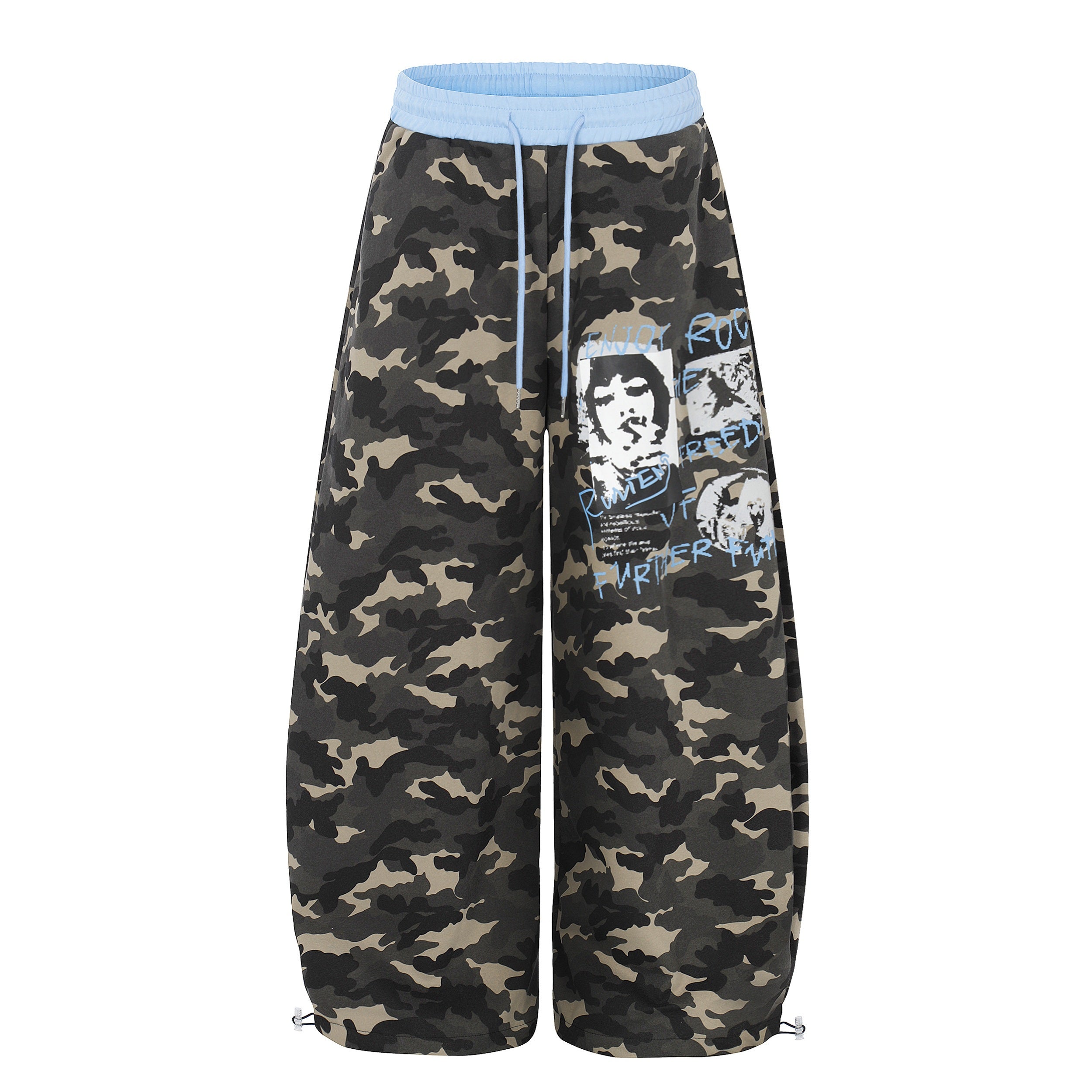 CapCabin Graphic Camo Wide-Leg Sweatpants