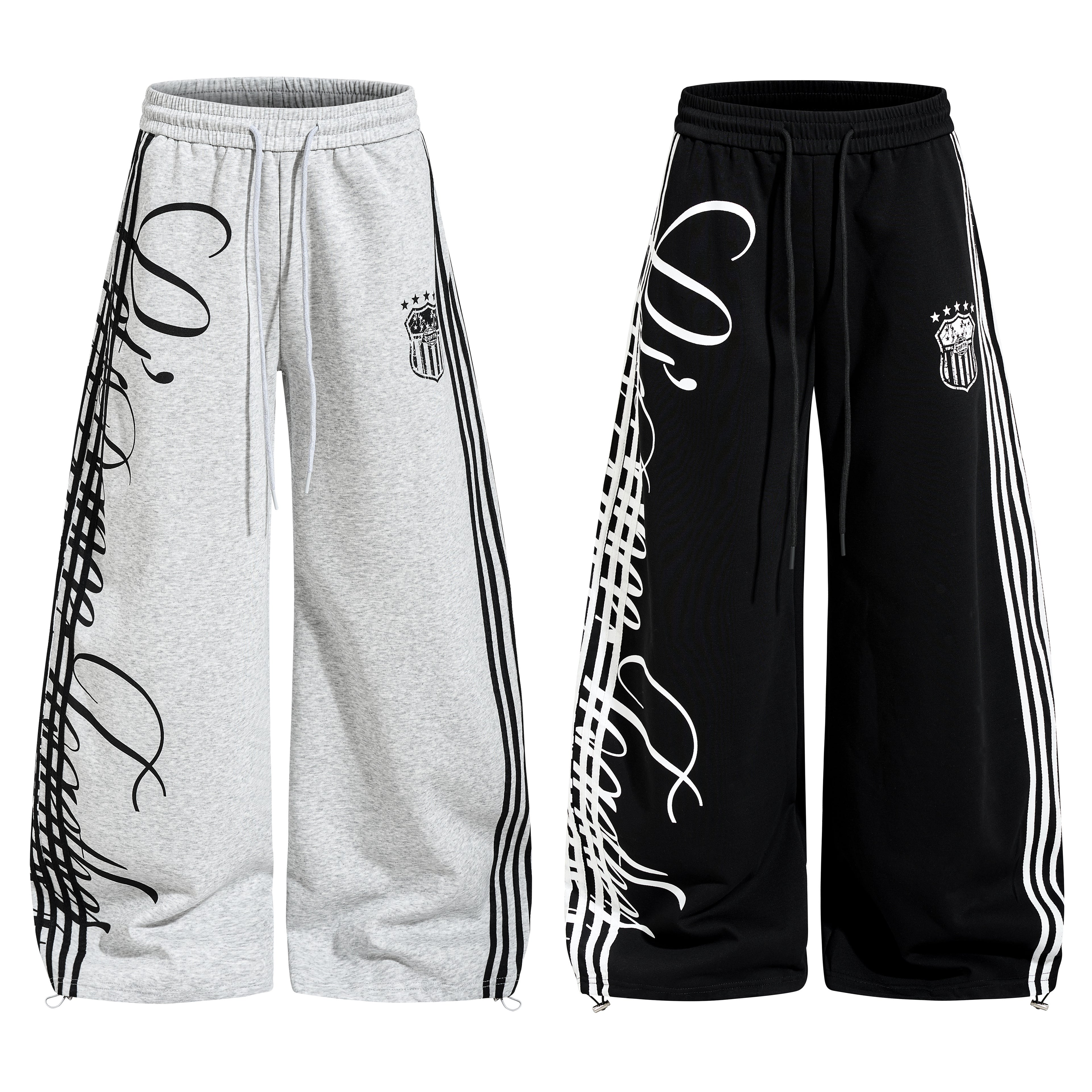 CapCabin Script Stripe Wide-Leg Sweatpants