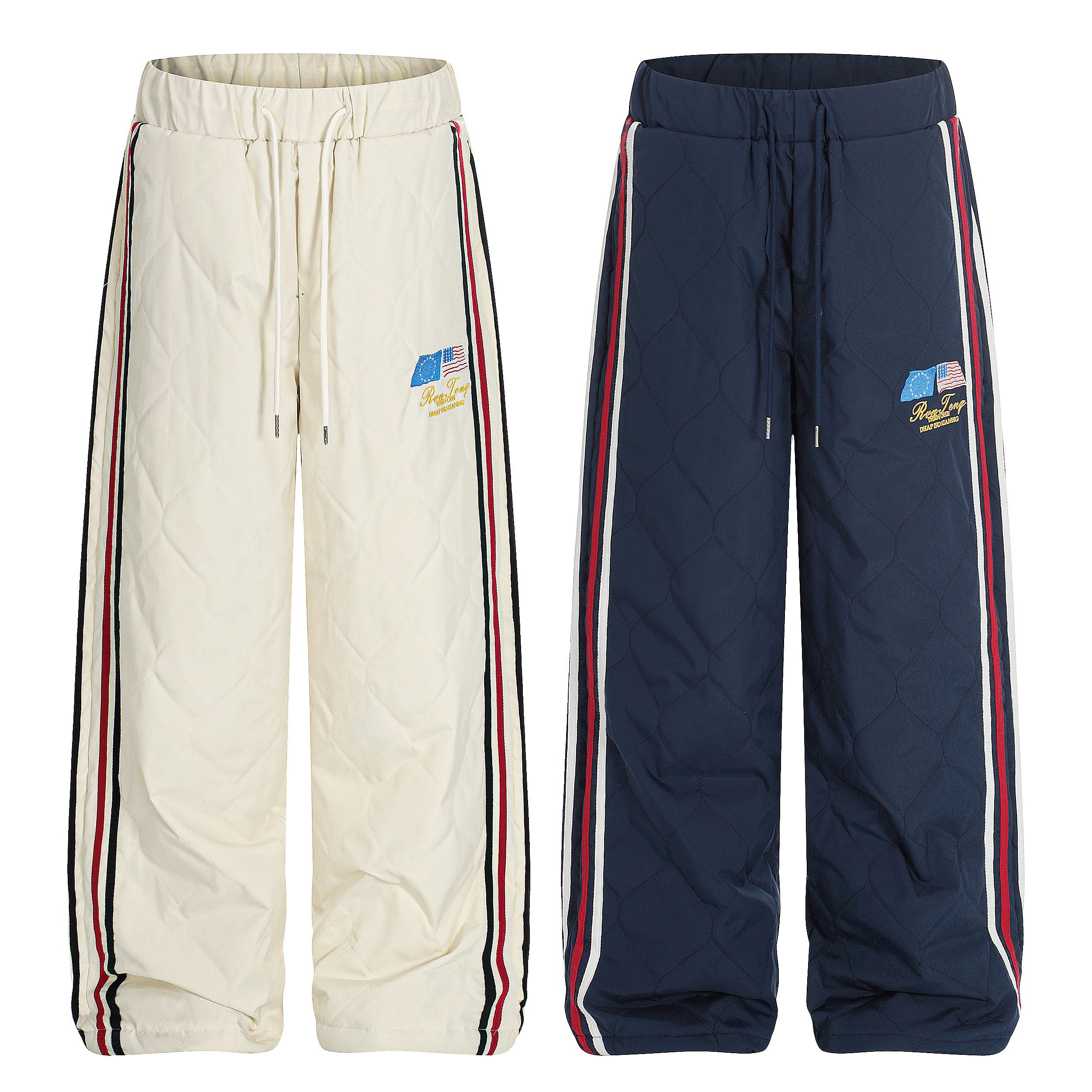 CapCabin Quilted Track Wide-Leg Pants