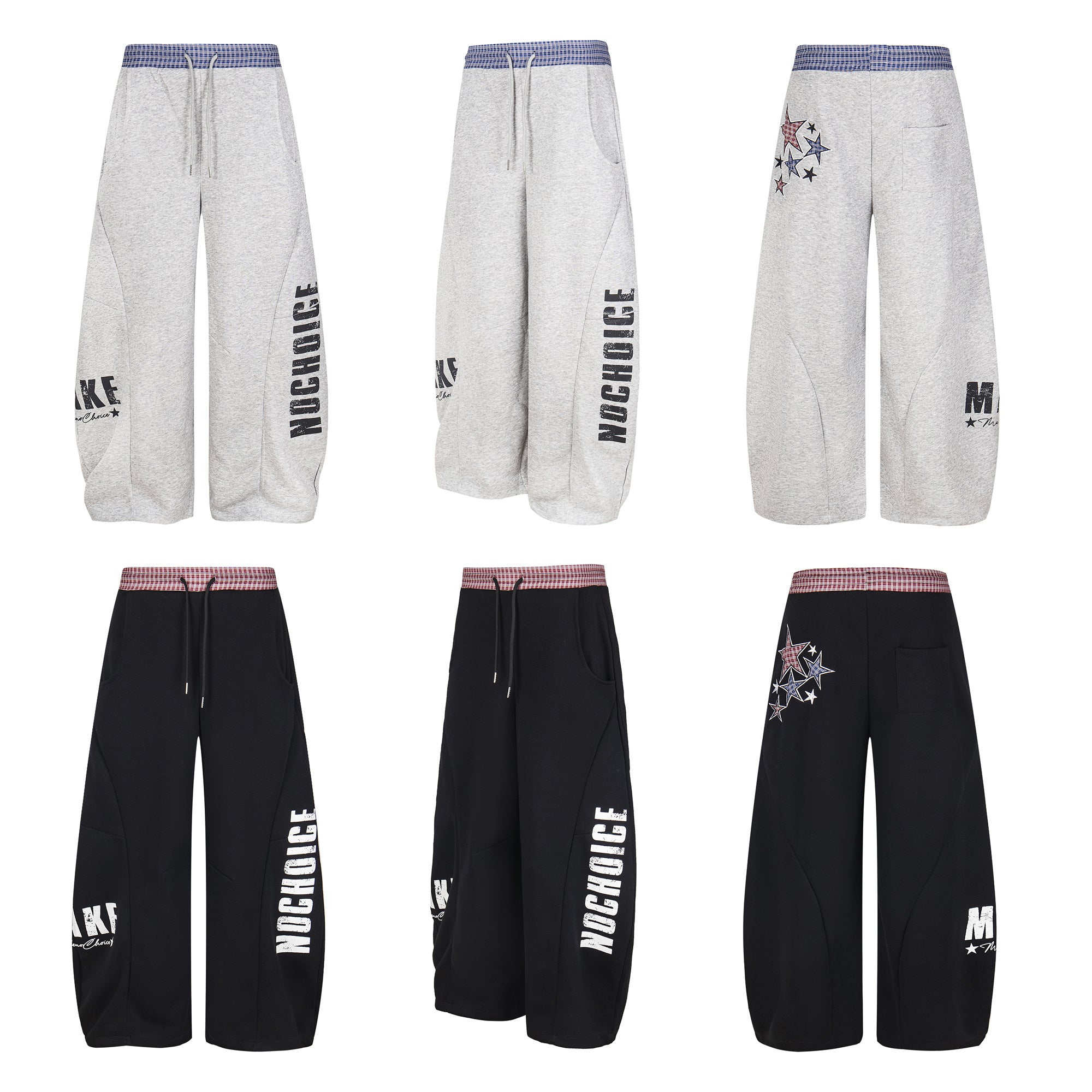CapCabin Double-Waist Checkered Print Track Pants