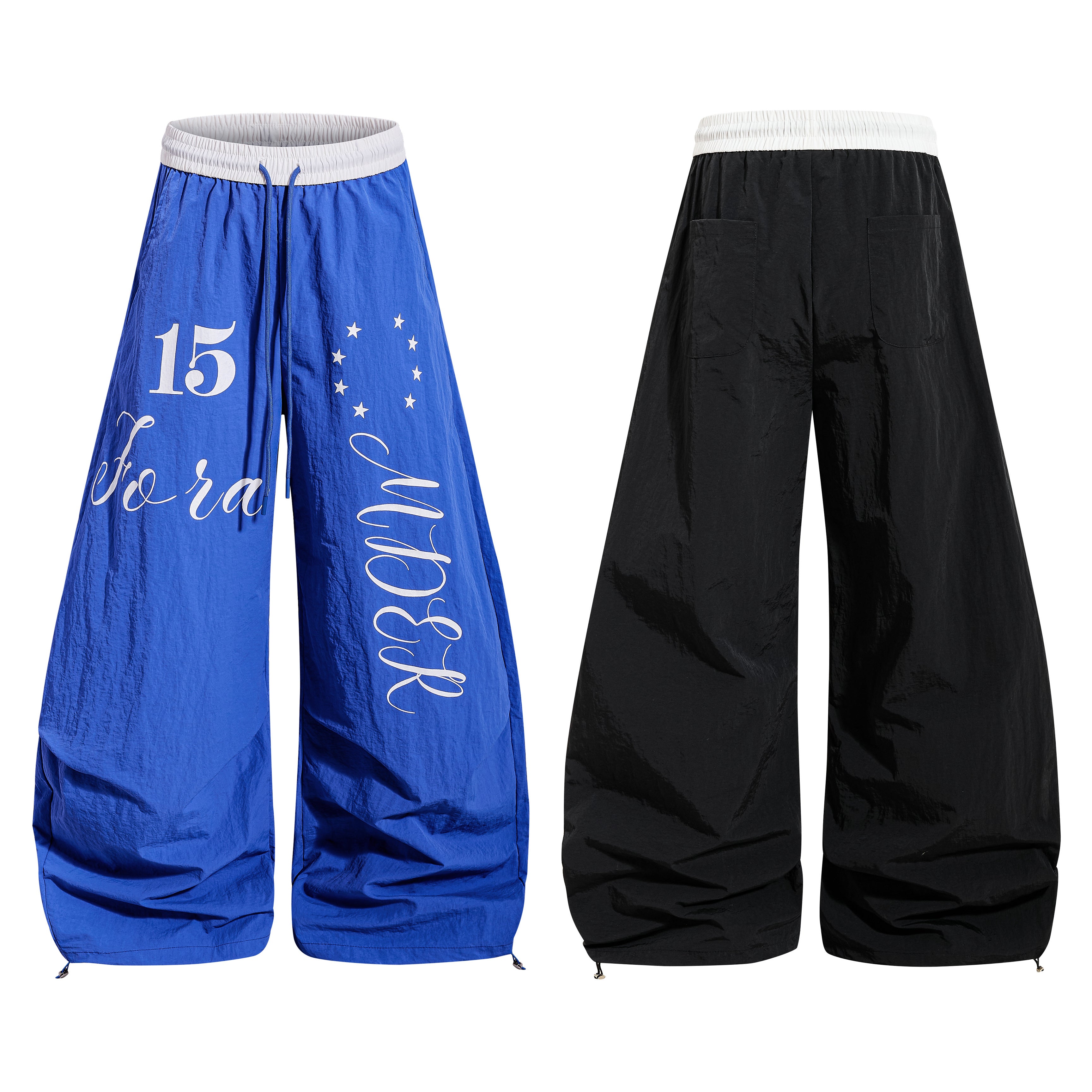 CapCabin Retro Script Wide-Leg Track Pants