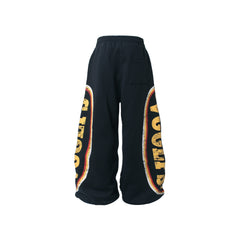 CapCabin Fleece-Lined Sports Letter Wide-Leg Sweatpants
