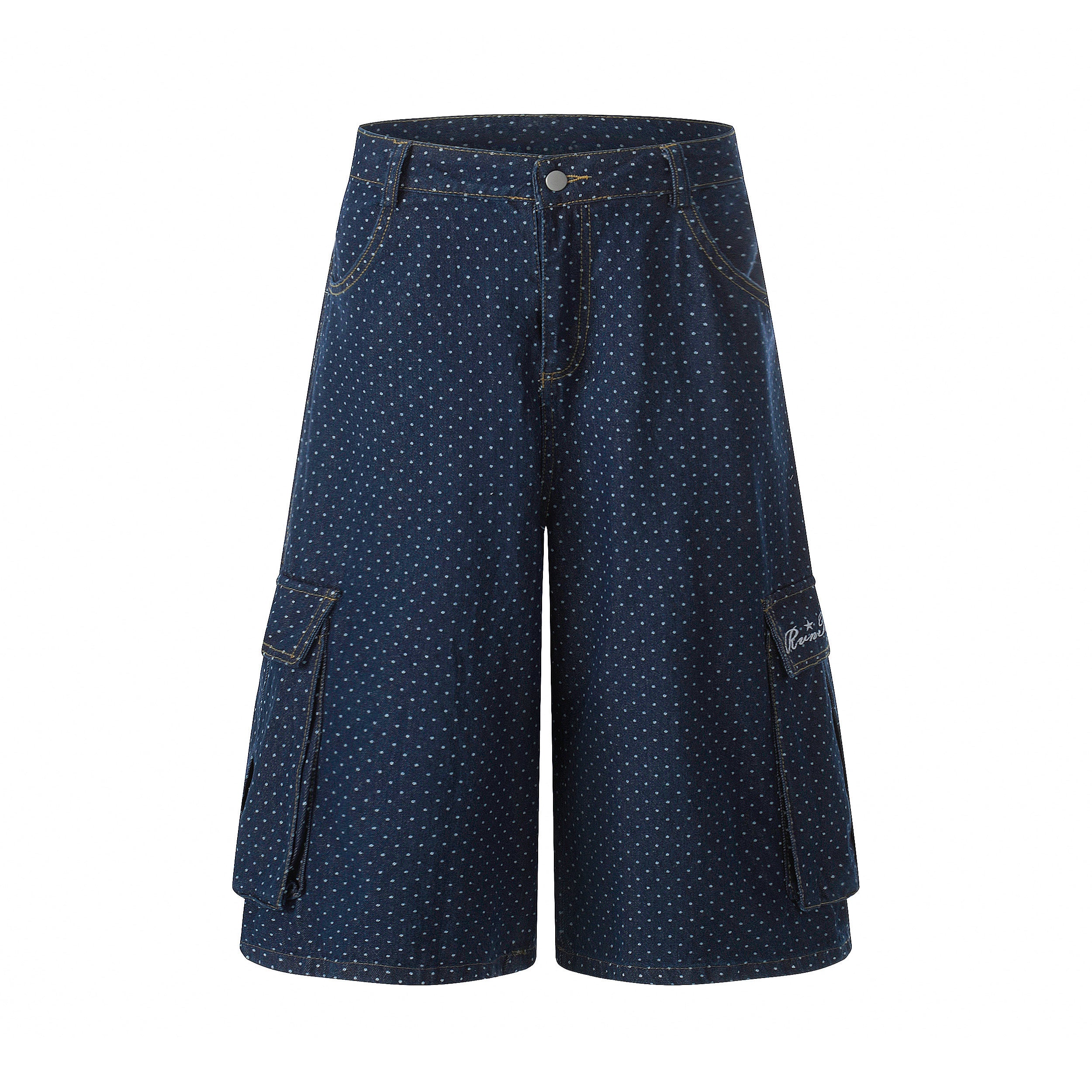 CapCabin Polka Dot Denim Cargo Shorts
