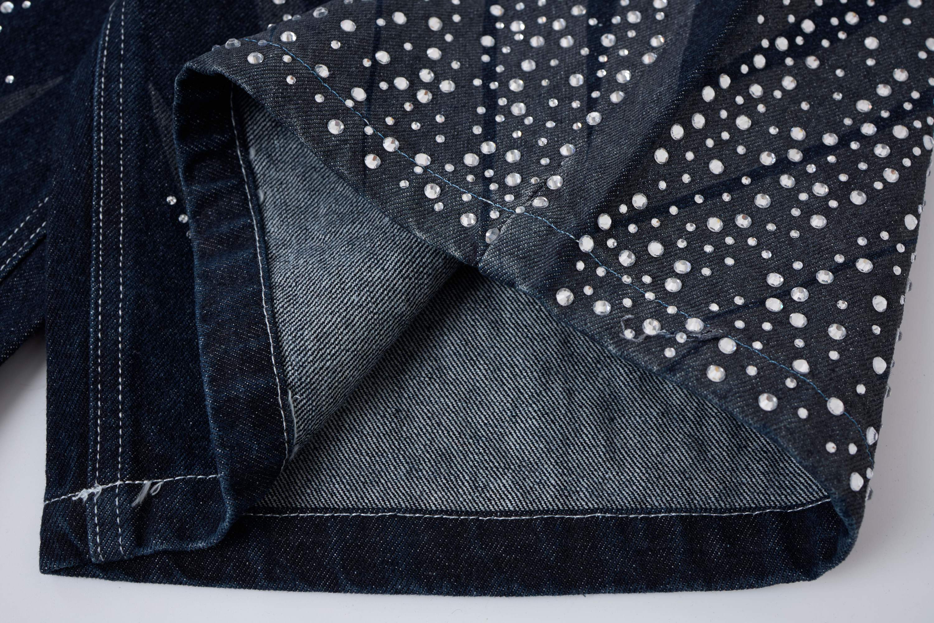 CapCabin Rhinestone Wash Denim Shorts