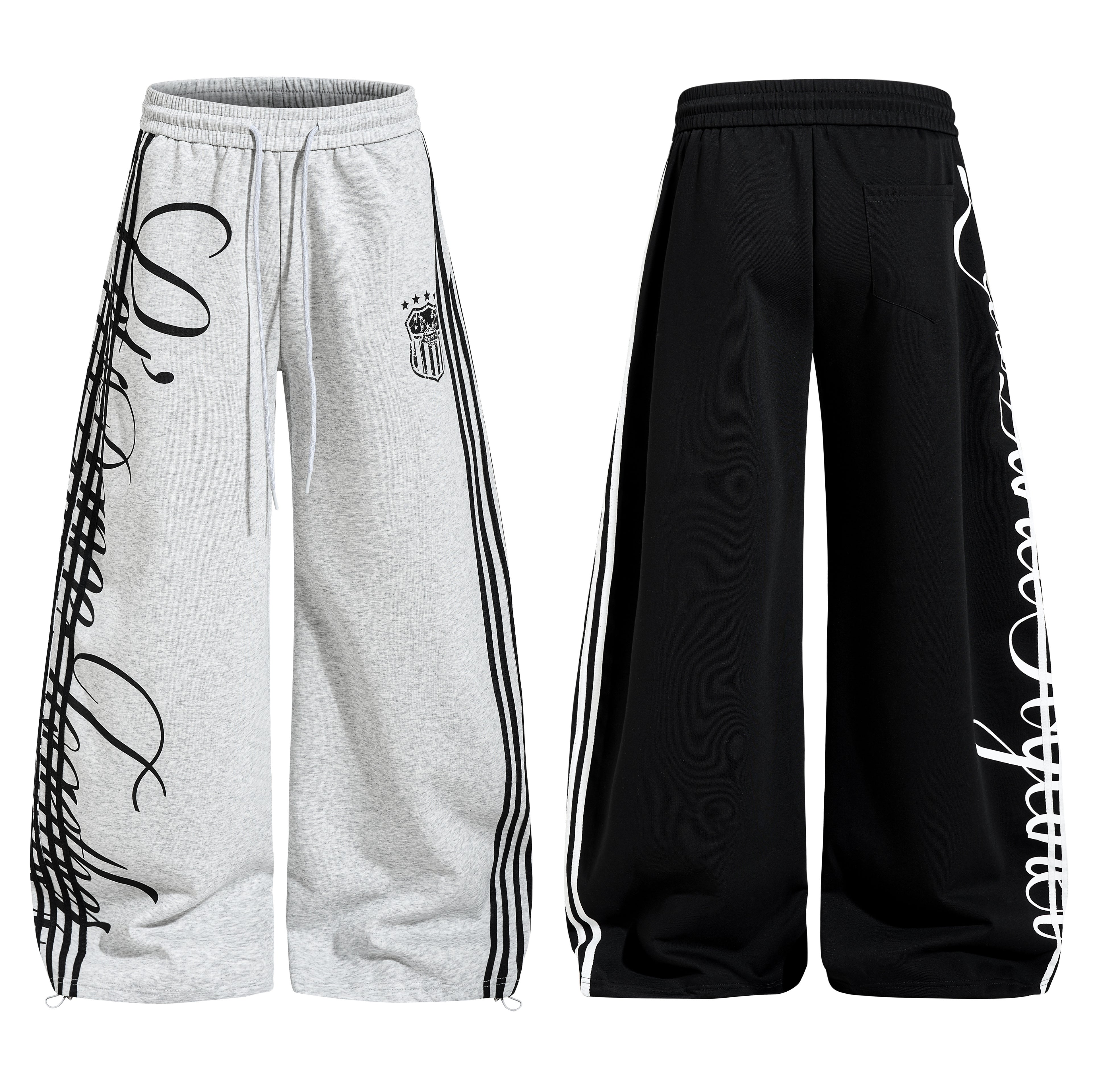 CapCabin Script Stripe Wide-Leg Sweatpants