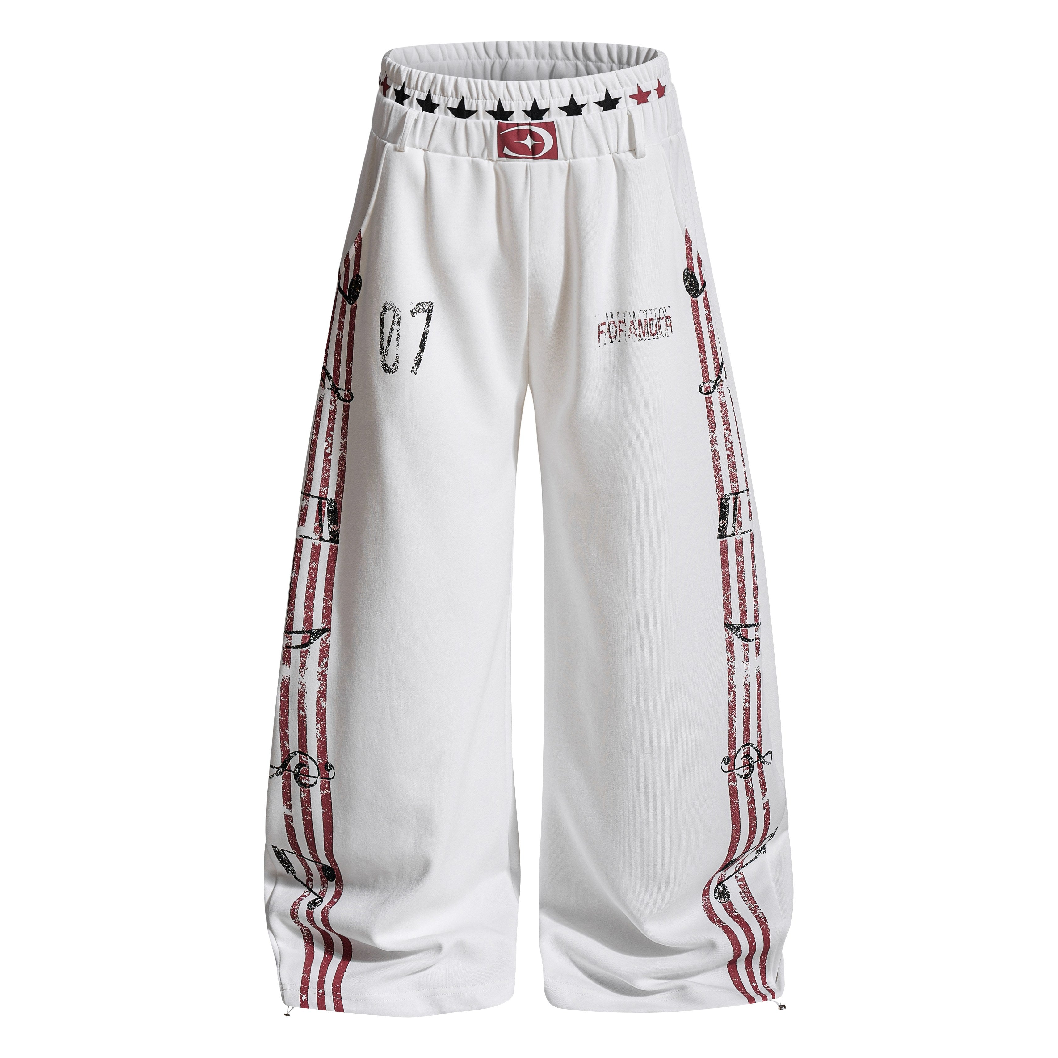 CapCabin Vintage Stripe Graphic Wide-Leg Pants