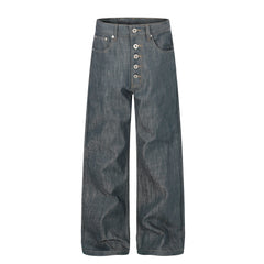 CapCabin “Washed Grey Button Denim Jeans”