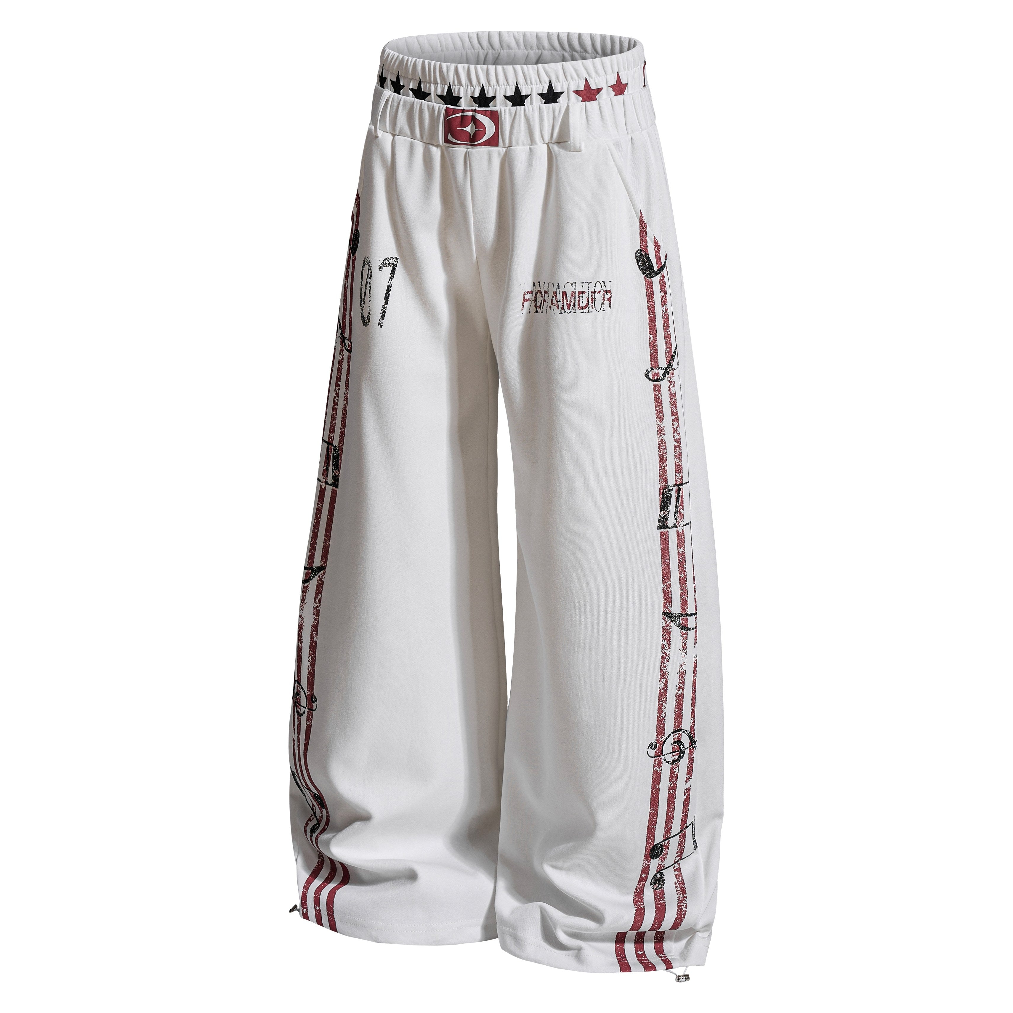 CapCabin Vintage Stripe Graphic Wide-Leg Pants
