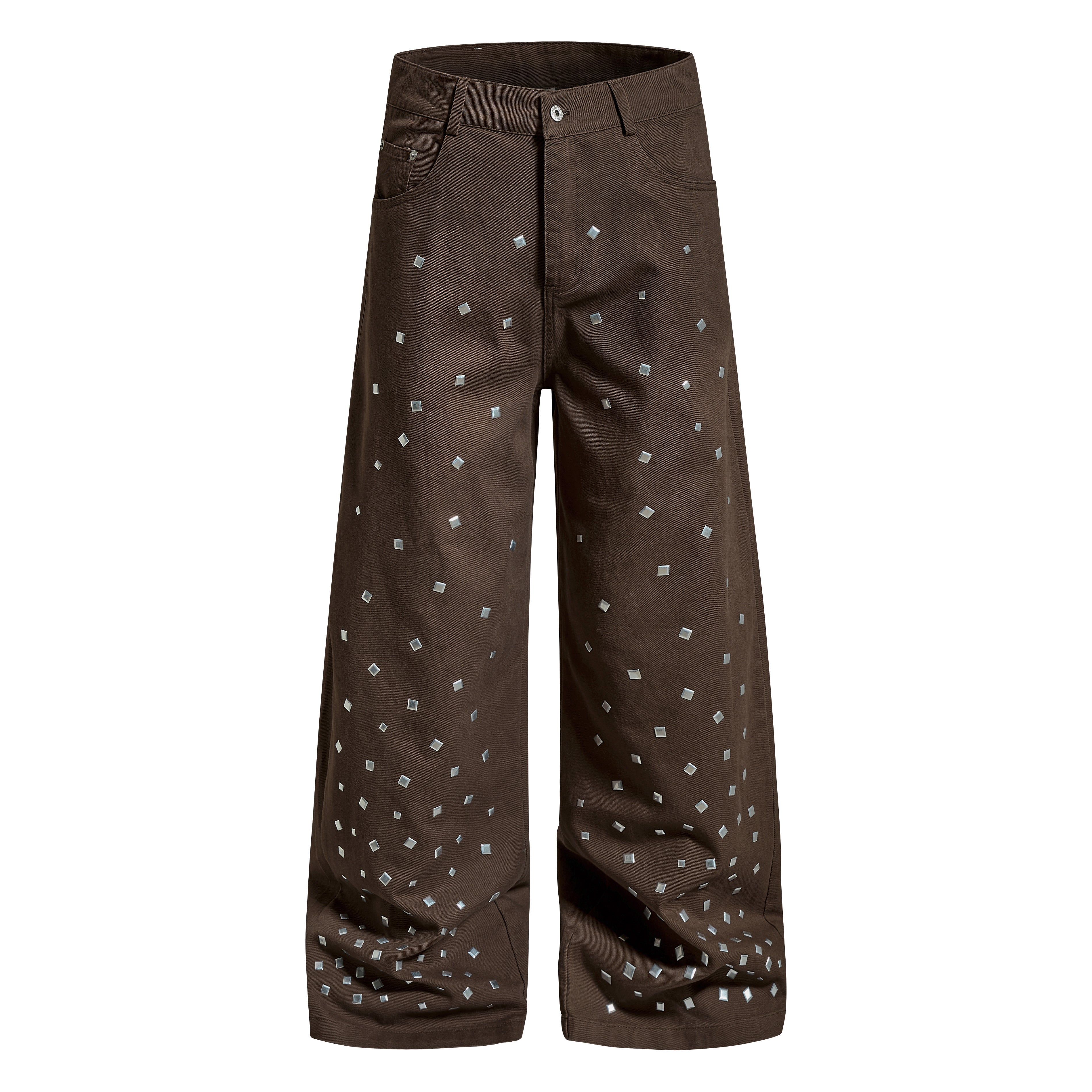 CapCabin Stud Detail Wide-Leg Pants