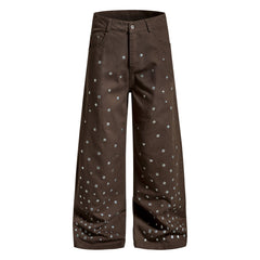 CapCabin Stud Detail Wide-Leg Pants