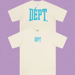 Gallery Dept. Arch Logo Short Sleeve T-Shirt - Cream/Cyan