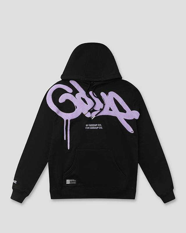 Geedup Black Purple Graffiti Logo Hoodie