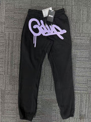 Geedup Black Purple Graffiti Logo Sweatpants