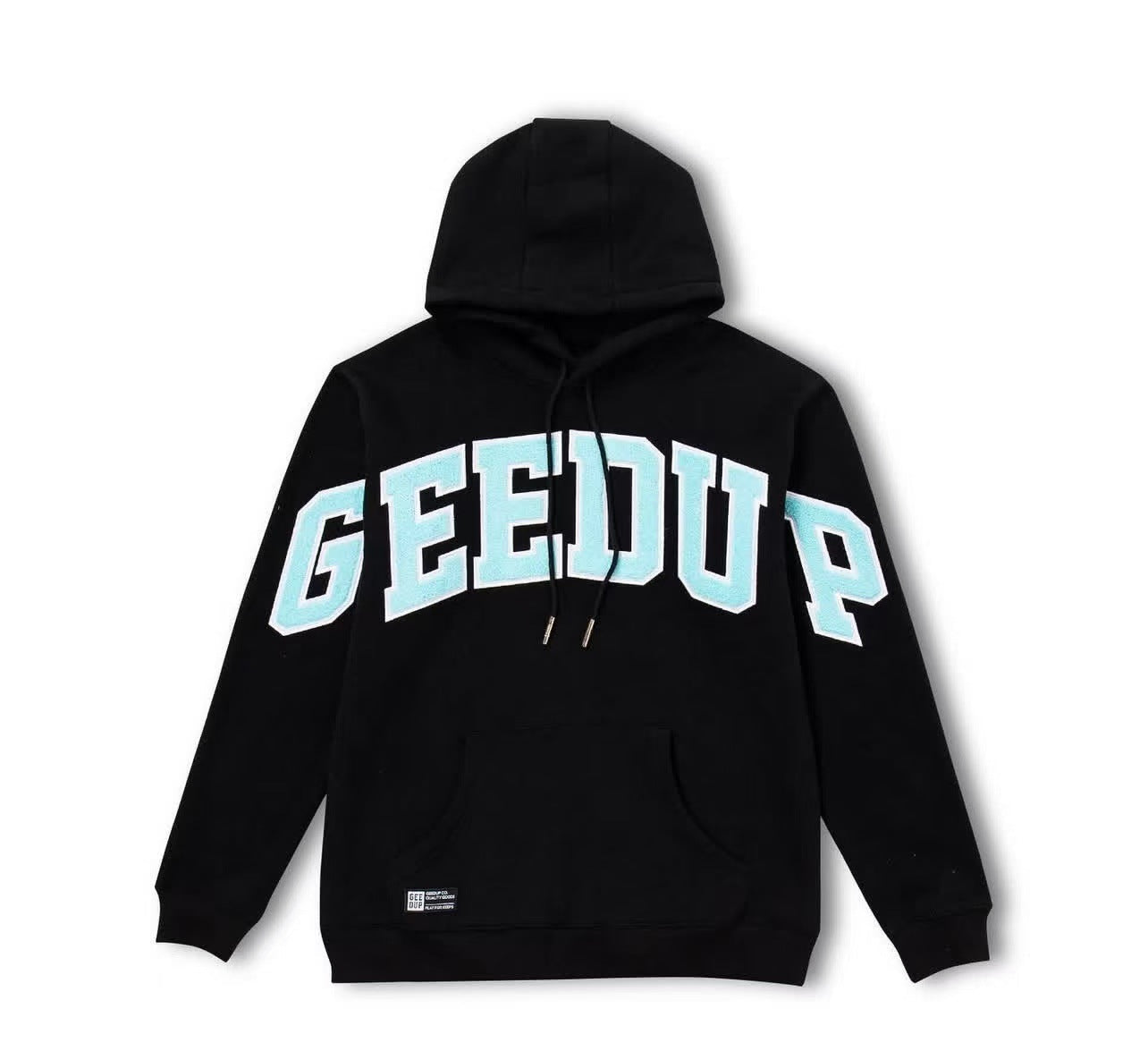 Geedup Black Light Blue Arch Logo Hoodie