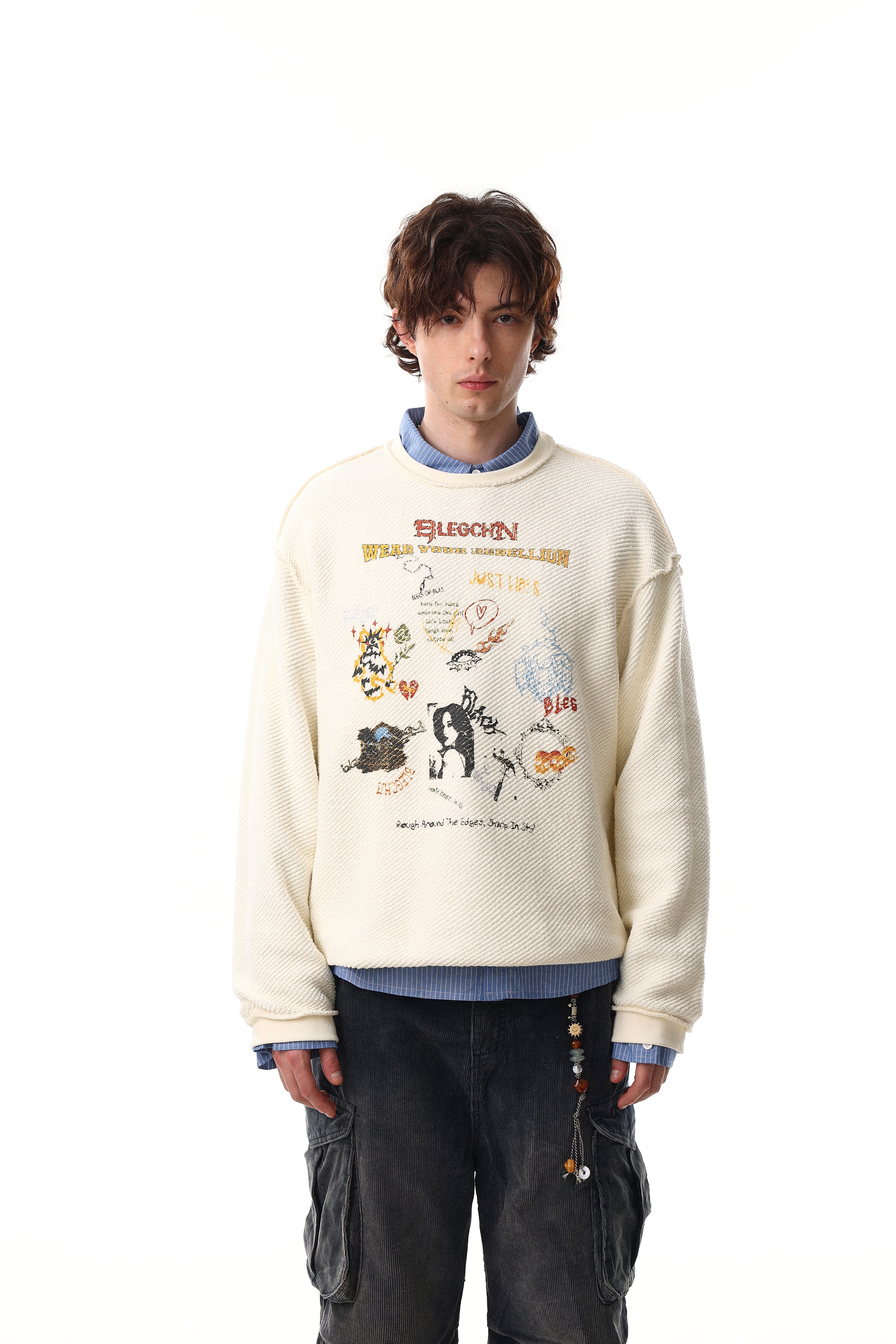 CapCabin Graphic Textured Sweatshirt