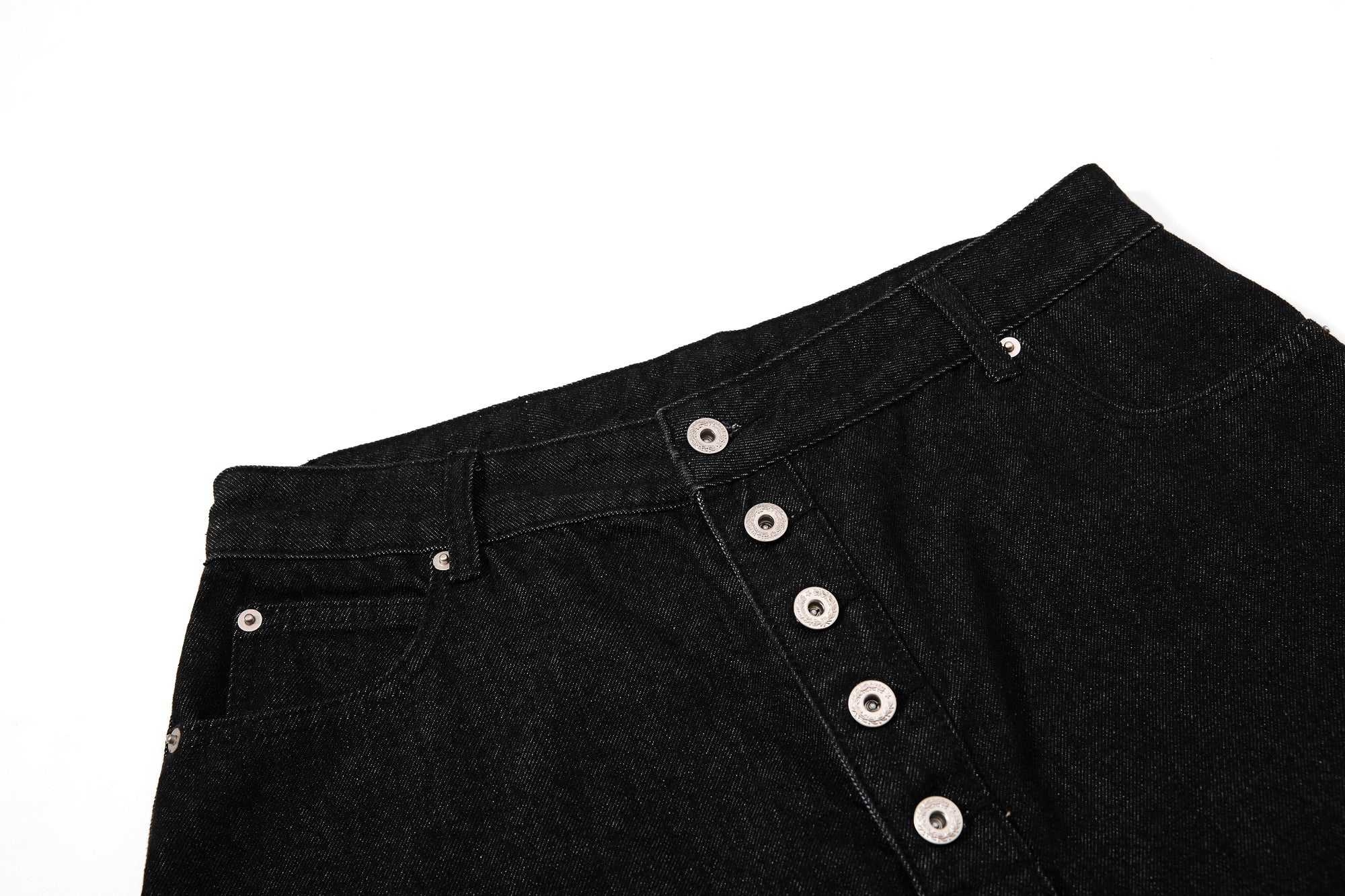 CapCabin Asymmetric Button Denim Shorts