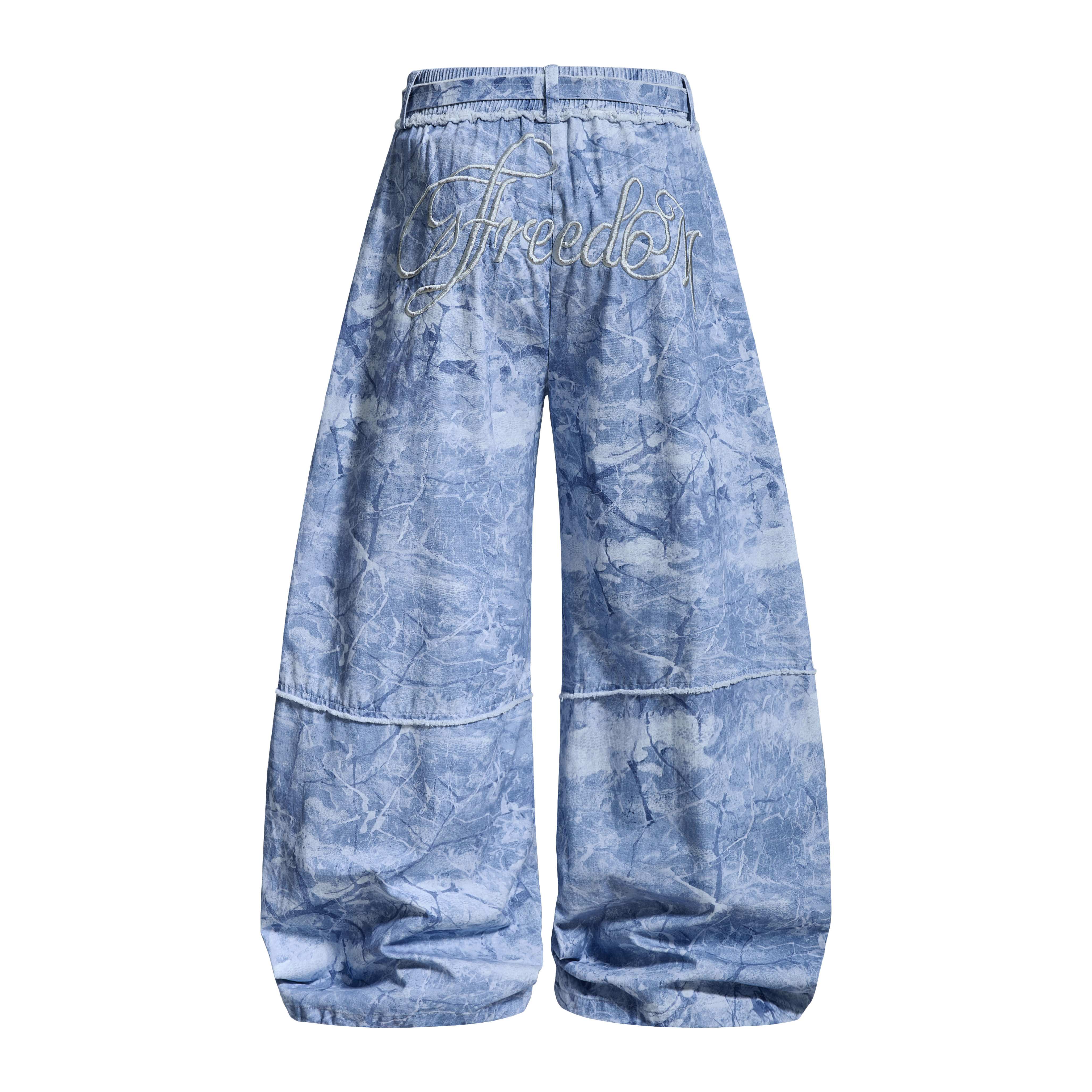 CapCabin “Washed Marble Wide-Leg Pants”