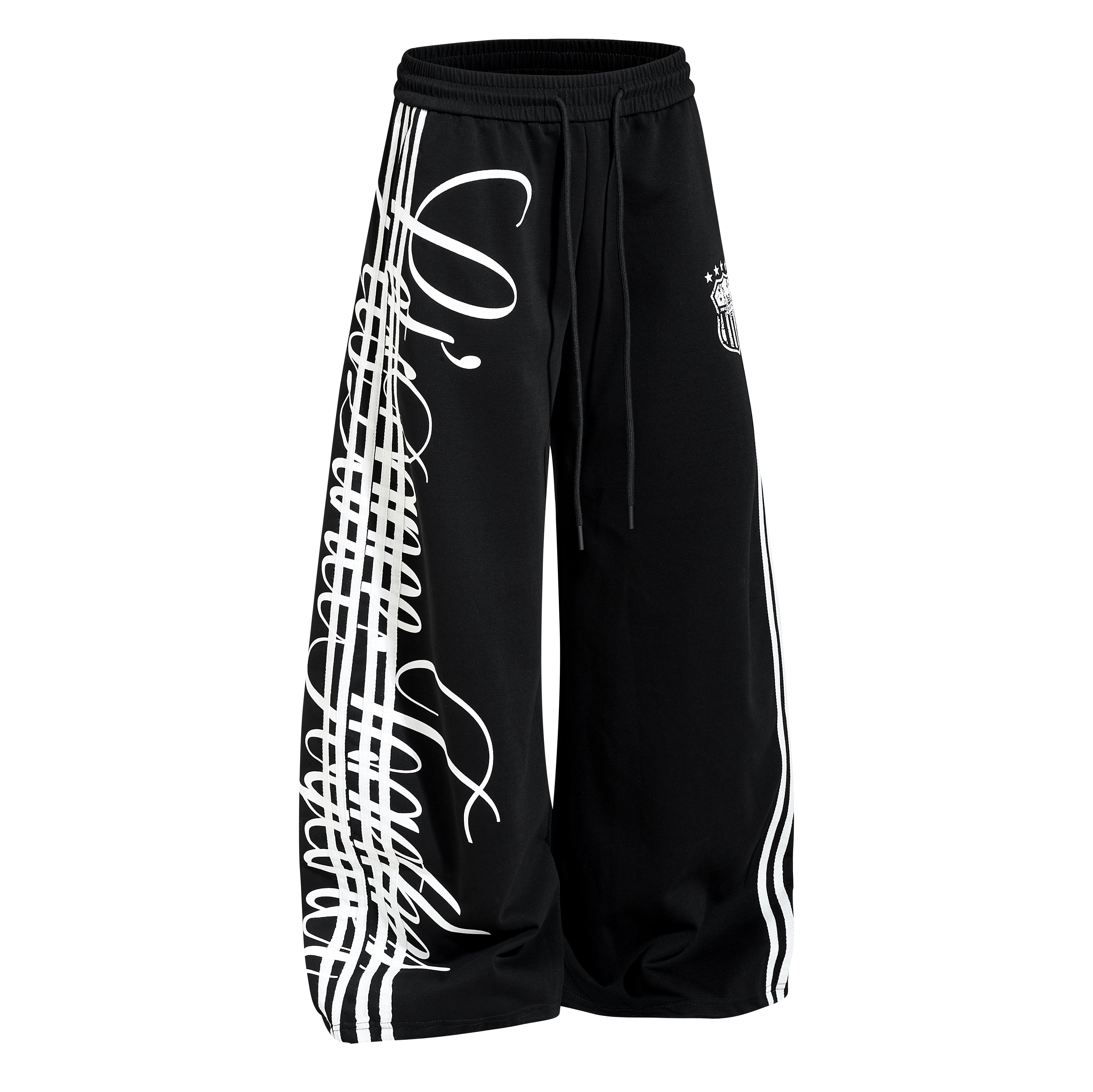 CapCabin Script Stripe Wide-Leg Sweatpants