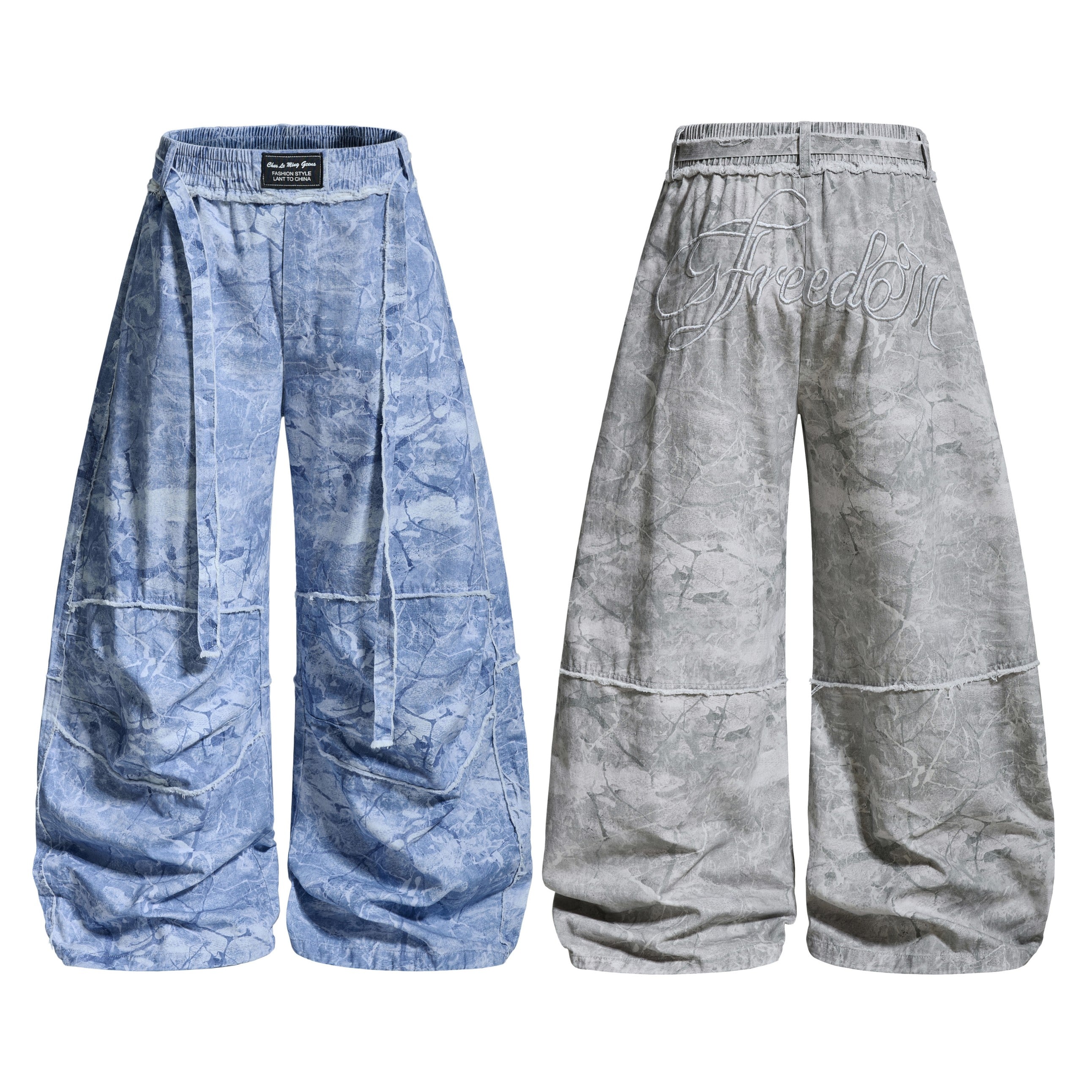 CapCabin “Washed Marble Wide-Leg Pants”